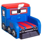 Fotoliu Locomotiva Thomas cadru de lemn si 2 compartimente de stocare Train Engine Sofa